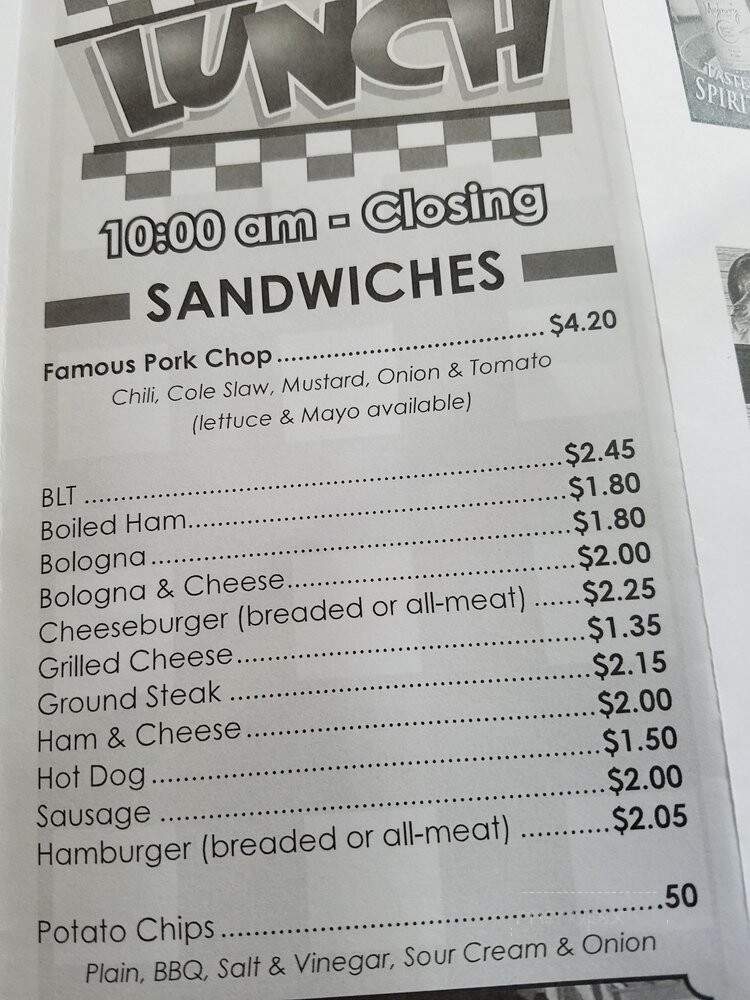 Snappy Lunch - Mount Airy, NC menu_pic