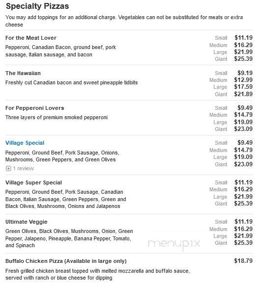 Pizza Village - Mount Olive, NC menu_pic