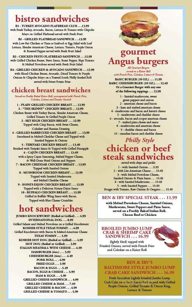 Ben & Irv Deli-Restaurant - Huntingdon Valley, PA menu_pic