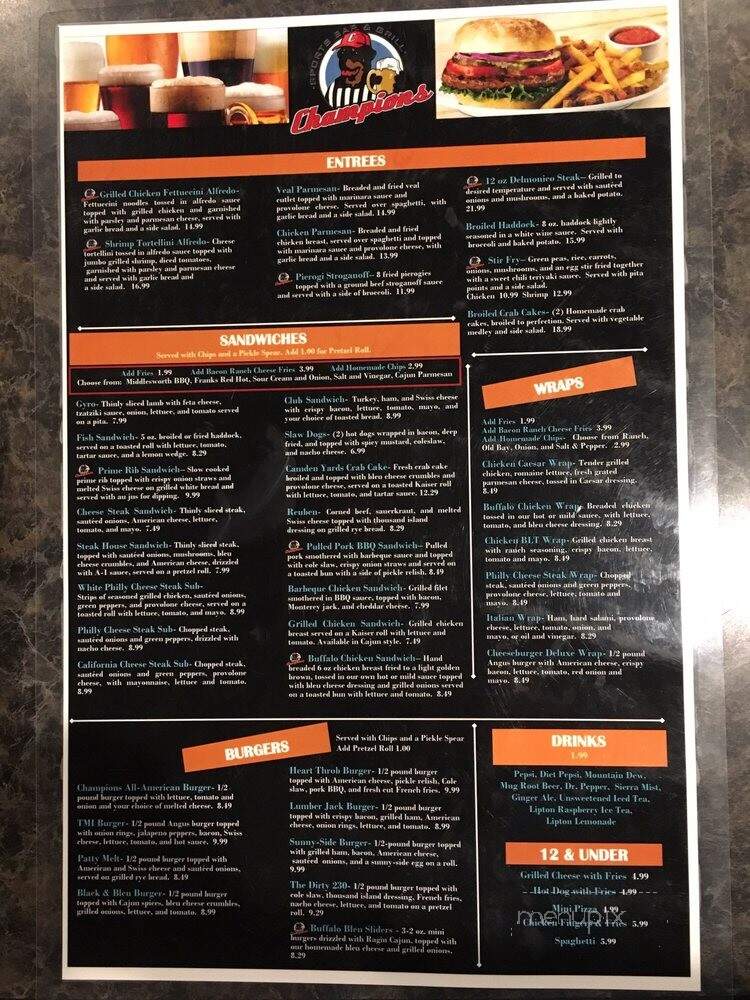 Champions - Highspire, PA menu_pic