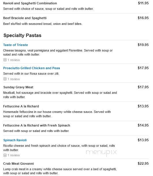 Trieste Restaurant - Prospect Park, PA menu_pic