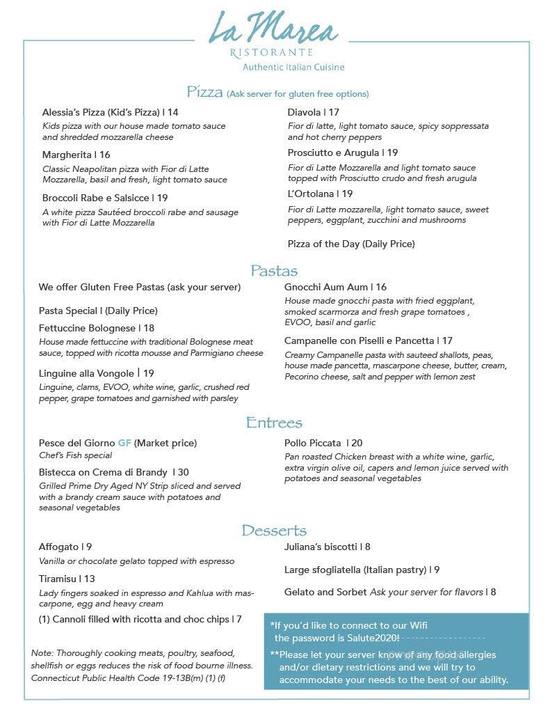 La Marea - Old Saybrook, CT menu_pic