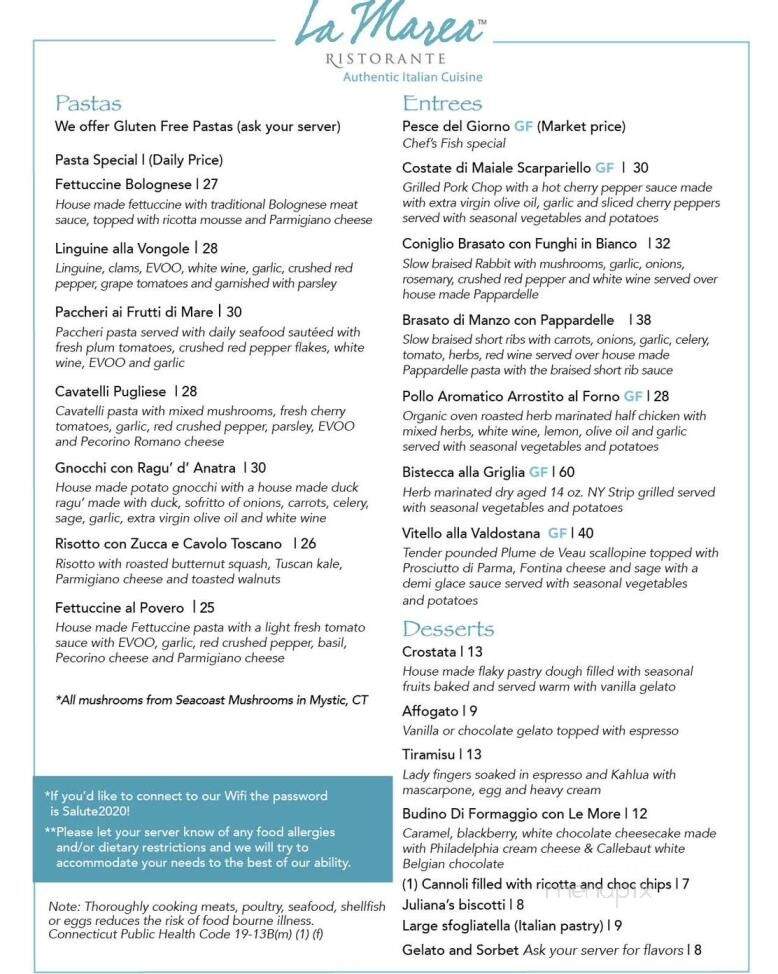 La Marea - Old Saybrook, CT menu_pic