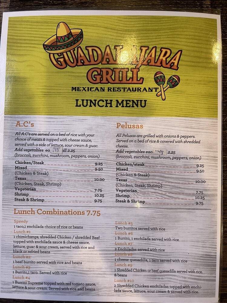 Guadalajara Grill - Lexington, NC menu_pic