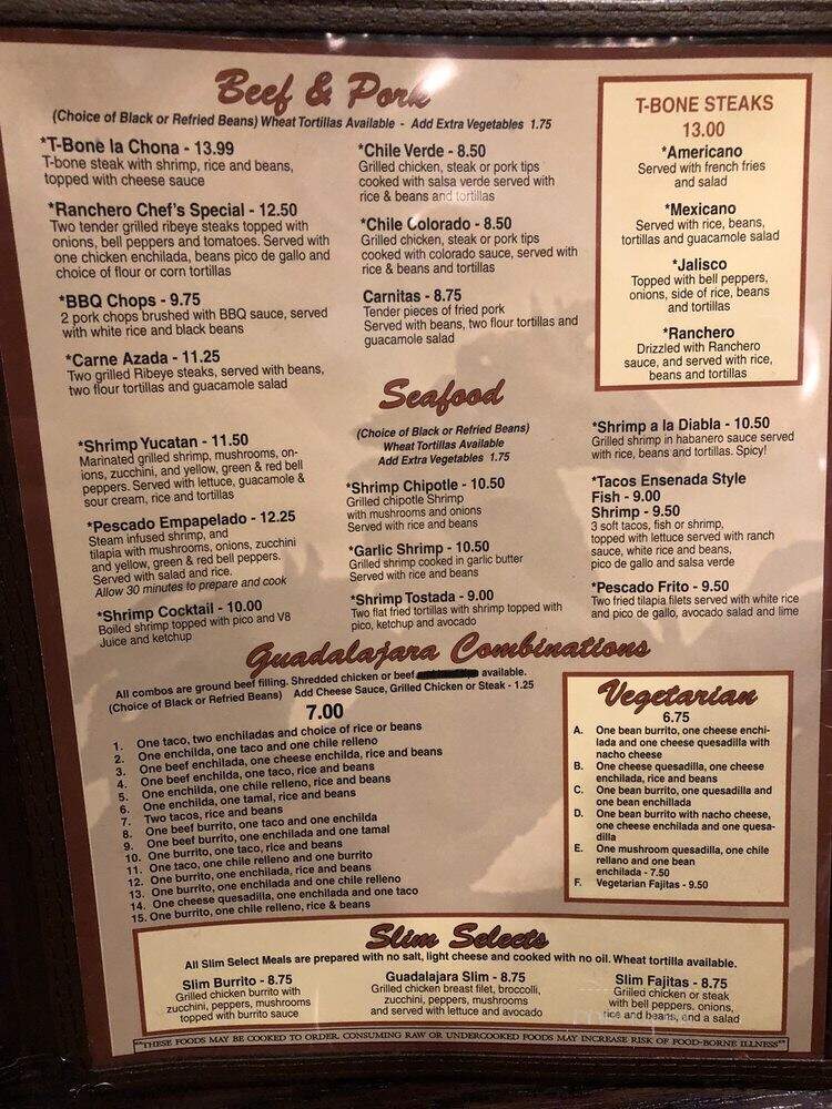 Guadalajara Grill - Lexington, NC menu_pic