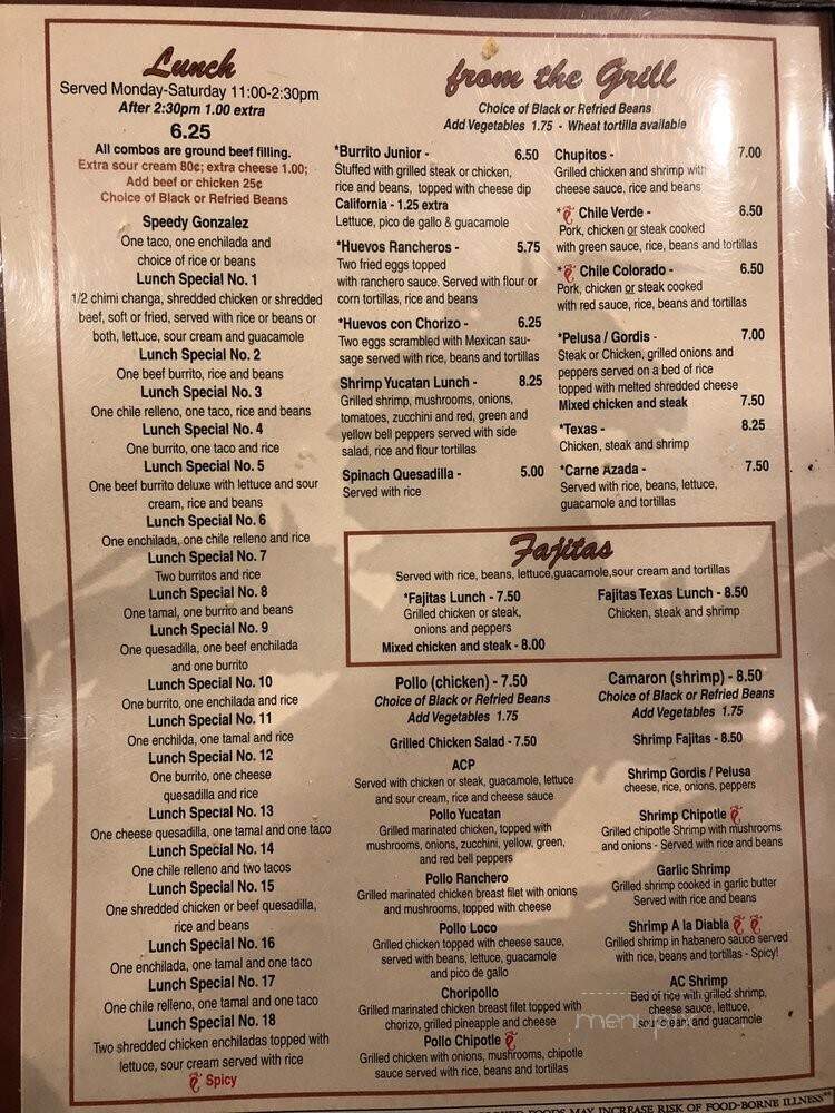 Guadalajara Grill - Lexington, NC menu_pic