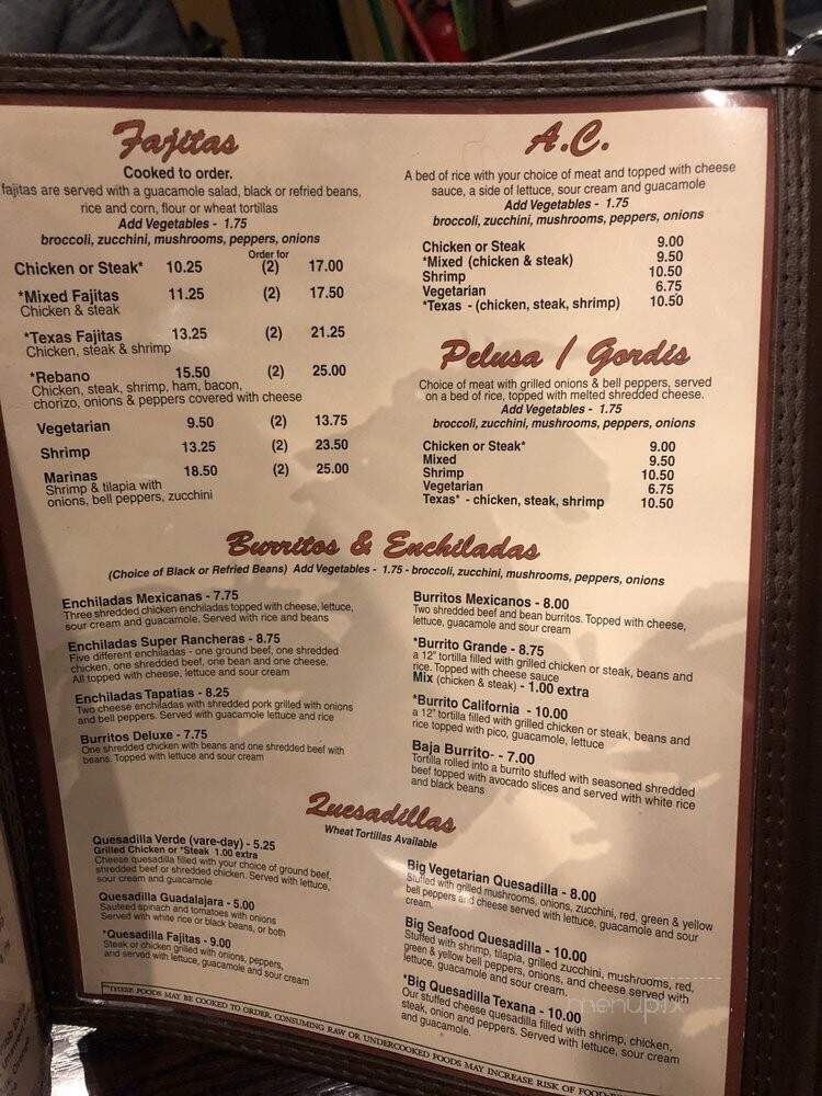 Guadalajara Grill - Lexington, NC menu_pic