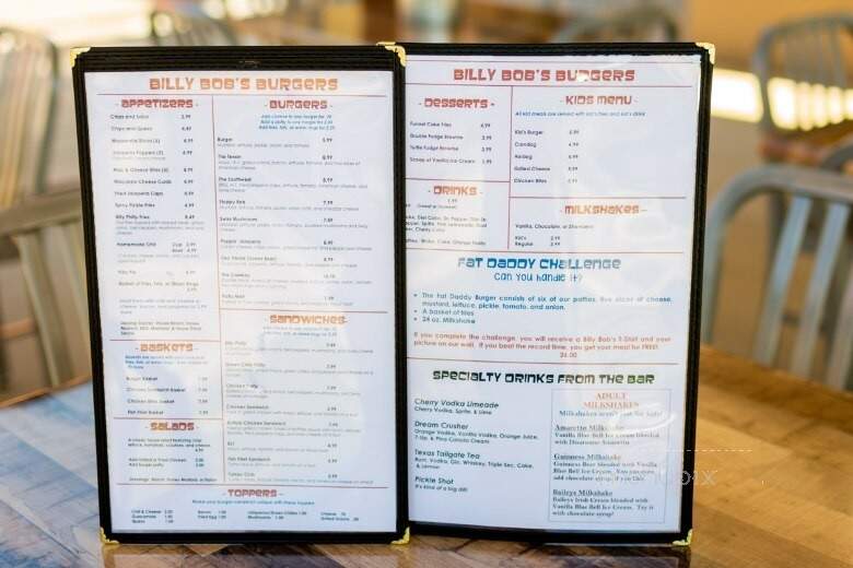Billy Bob's Burgers Bar & Grill - Waco, TX menu_pic