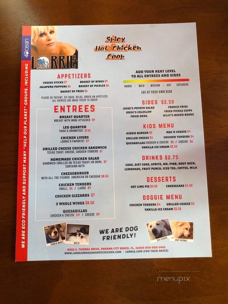 Lorrie Morgan's Spicy Hot Chicken Coop - Panama City Beach, FL menu_pic