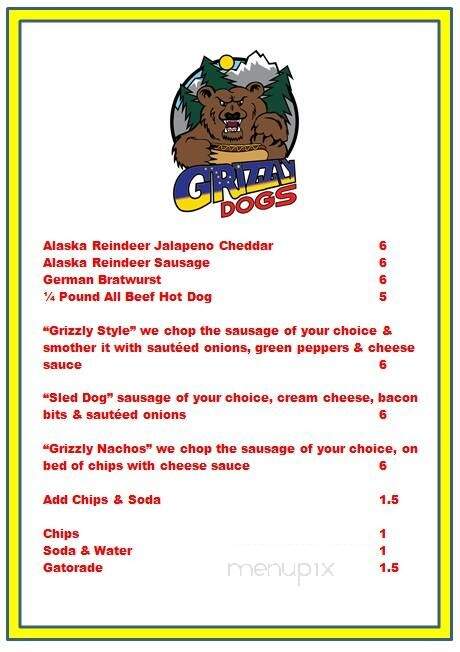 Grizzly Dogs - Anchorage, AK menu_pic