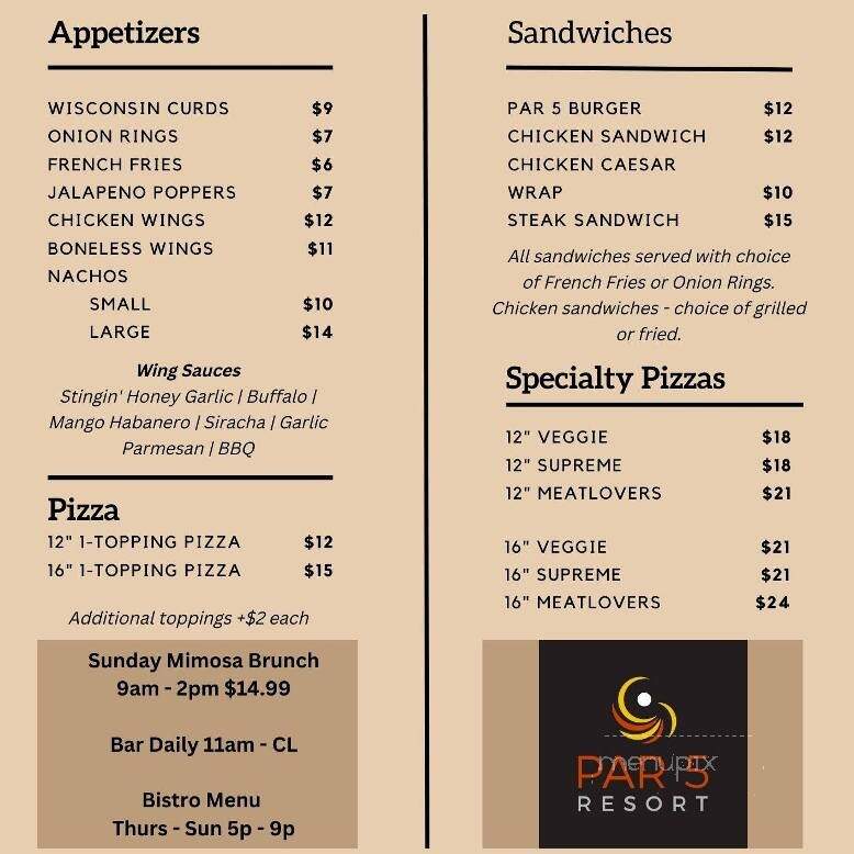 Par 5 Bistro - Mishicot, WI menu_pic
