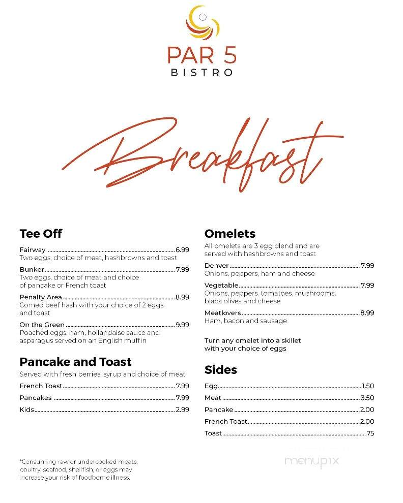 Par 5 Bistro - Mishicot, WI menu_pic