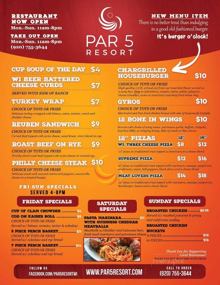 Par 5 Bistro - Mishicot, WI menu_pic