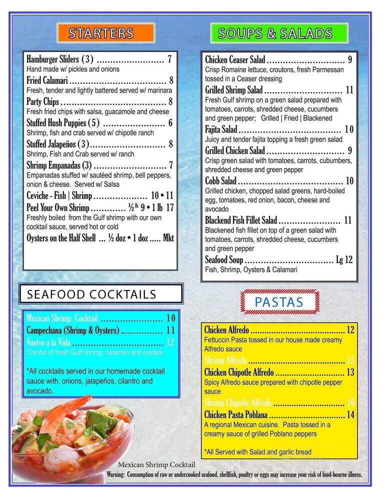 Into the Blue Restaurant - Port Isabel, TX menu_pic
