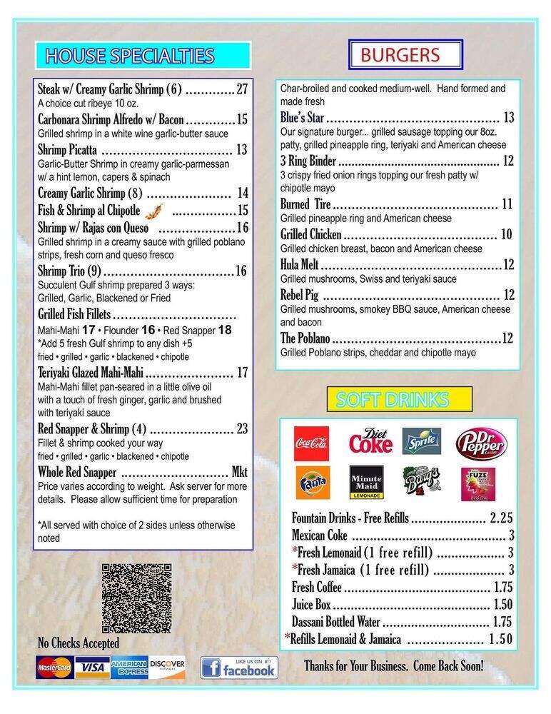 Into the Blue Restaurant - Port Isabel, TX menu_pic