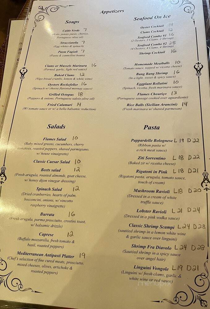 Flames Restaurant - Monroe, CT menu_pic