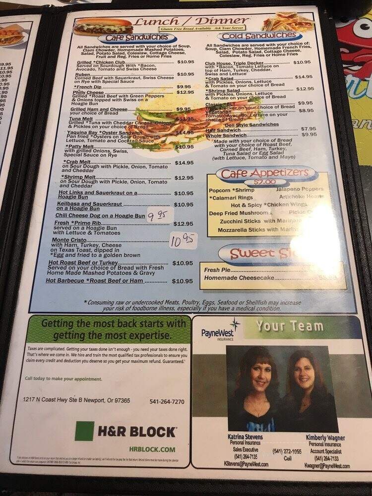 Newport Cafe - Newport, OR menu_pic
