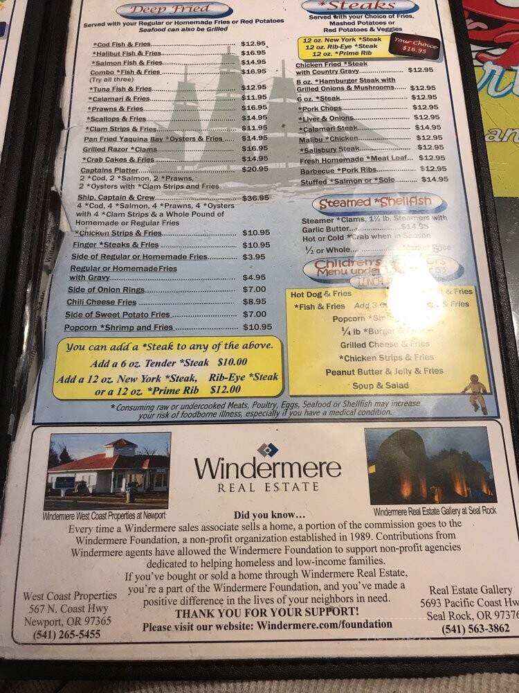 Newport Cafe - Newport, OR menu_pic