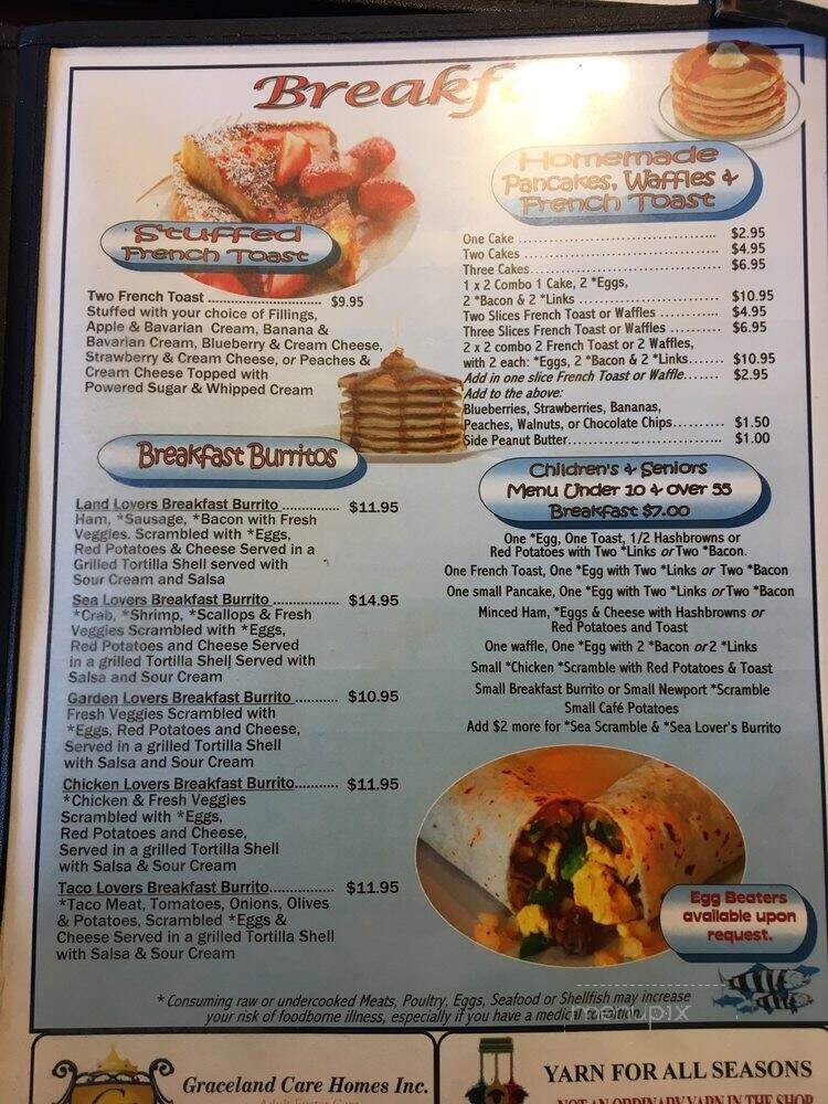 Newport Cafe - Newport, OR menu_pic