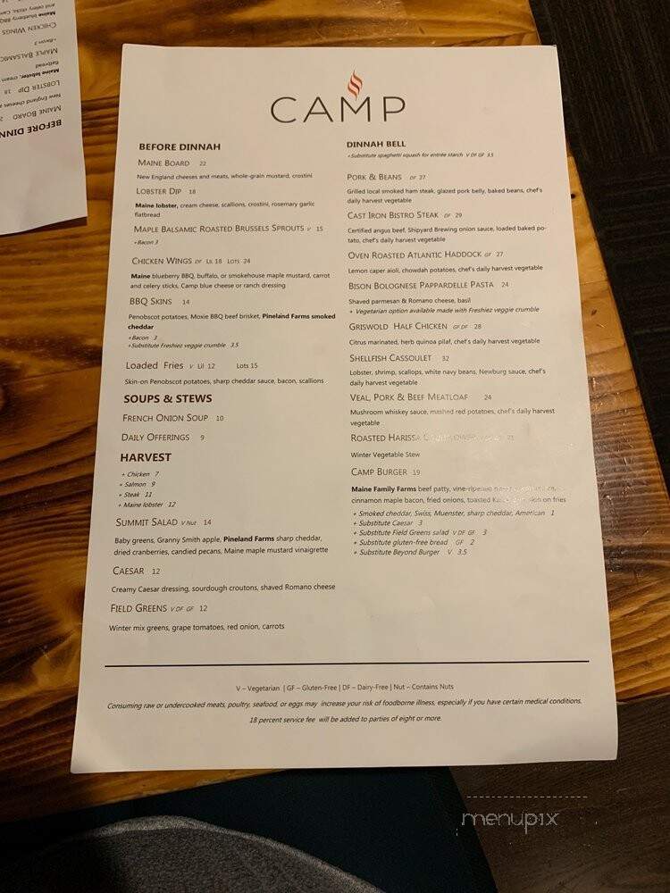 Camp - Newry, ME menu_pic