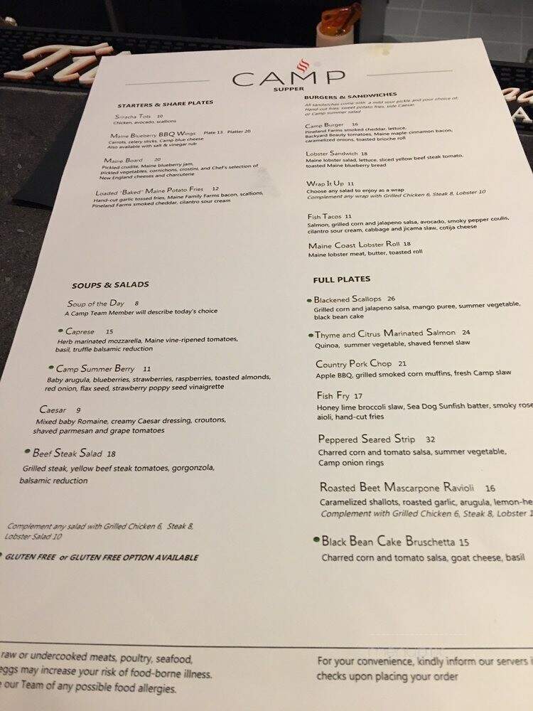 Camp - Newry, ME menu_pic