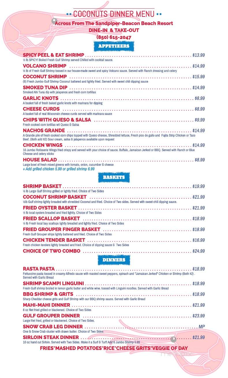 Coconuts Restaurant - Panama City Beach, FL menu_pic
