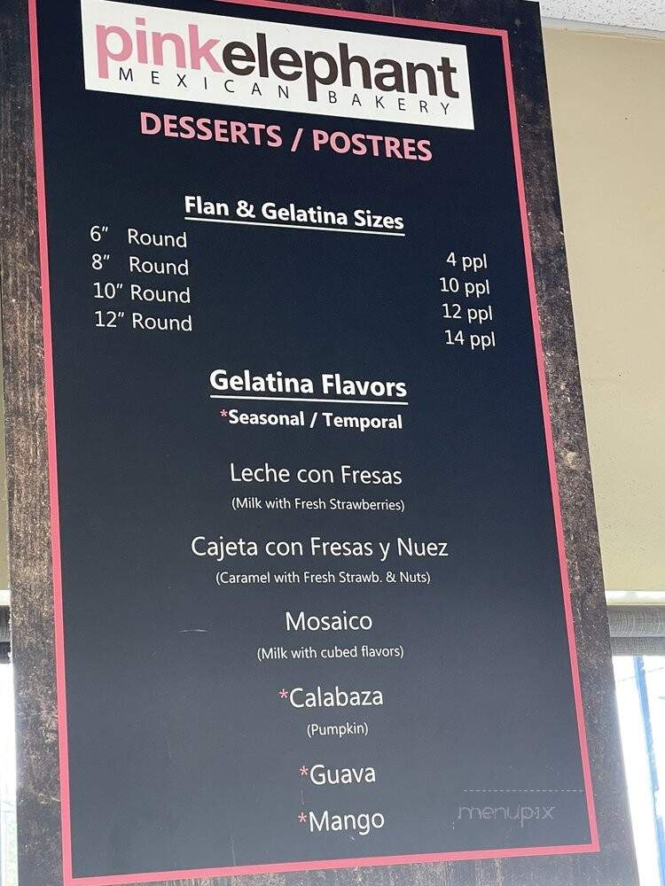 Pink Elephant Bakery - San Jose, CA menu_pic