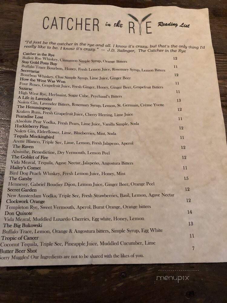 Catcher In The Rye - Toluca Lake, CA menu_pic