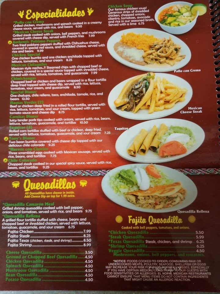 El Nopal Mexican Restaurant - Calhoun, GA menu_pic