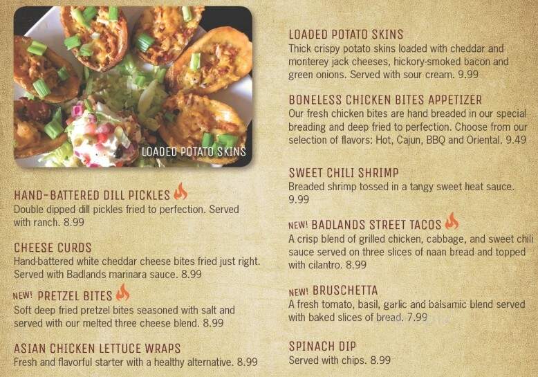 Badlands Grill House Saloon - Minot, ND menu_pic