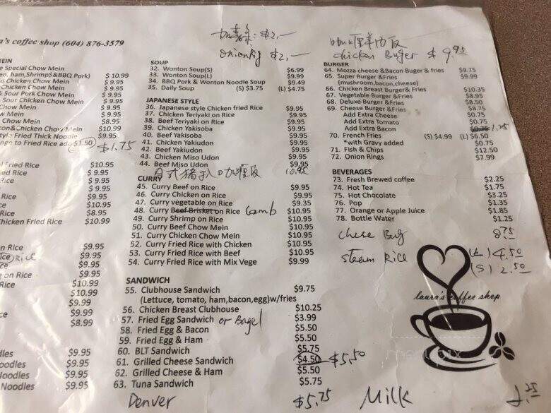 Laura's Coffee Shop - Vancouver, BC menu_pic