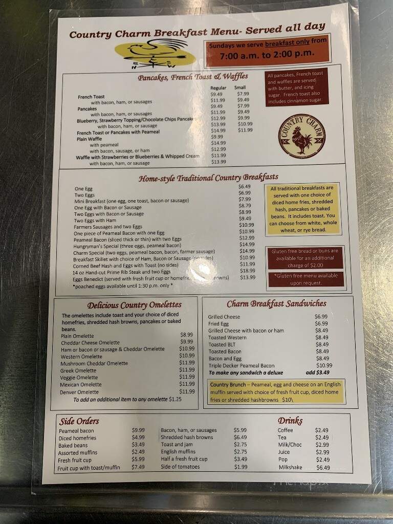 Country Charm Cafe - Saint Thomas, ON menu_pic