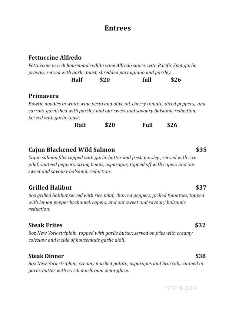 Lighthouse Bistro - Nanaimo, BC menu_pic
