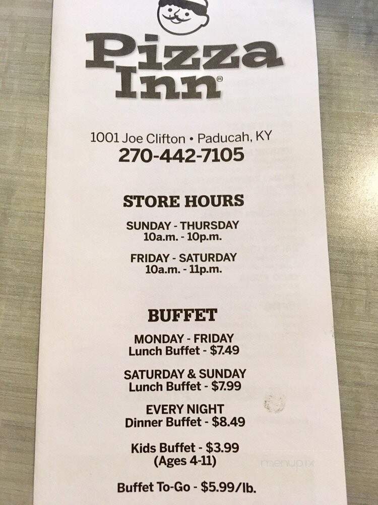 Pizza Inn - Paducah, KY menu_pic