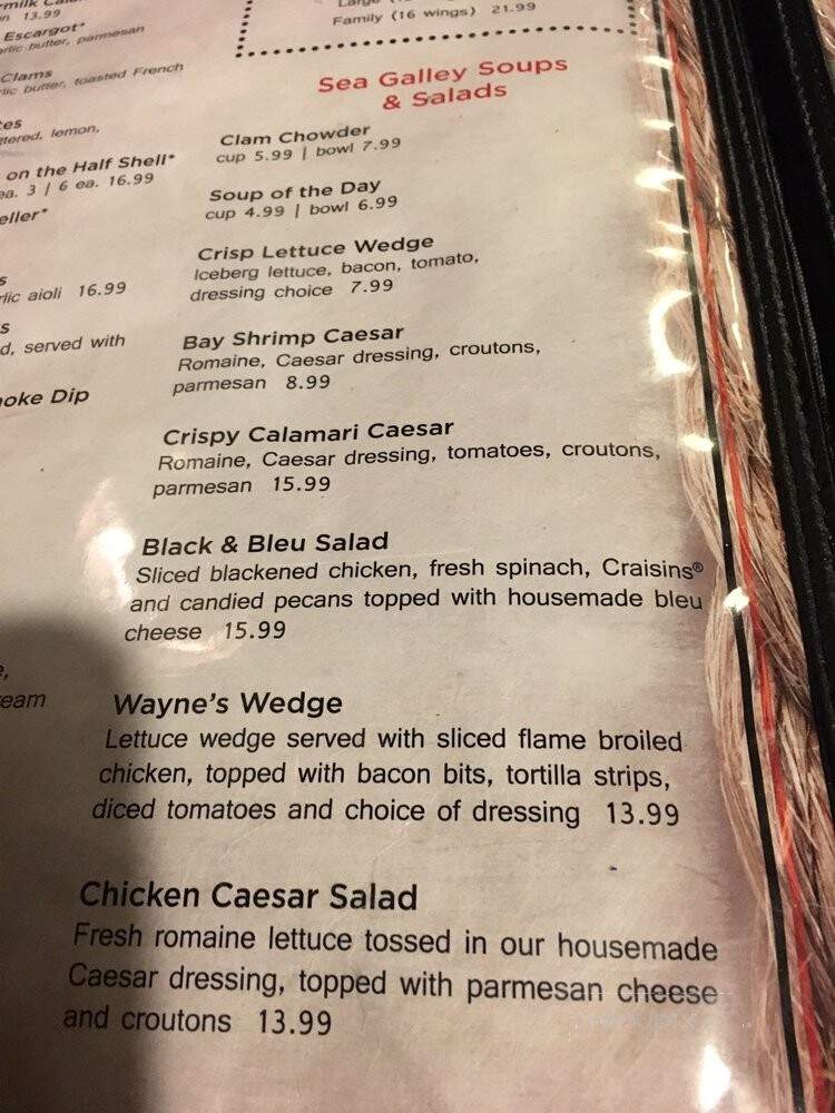 Sea Galley Restaurant - Anchorage, AK menu_pic