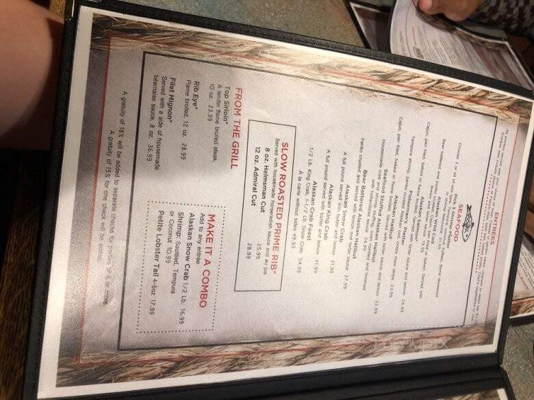 Sea Galley Restaurant - Anchorage, AK menu_pic