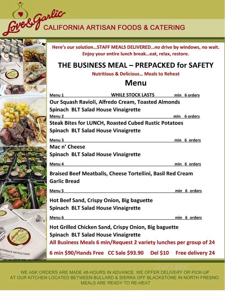 Love & Garlic - Fresno, CA menu_pic