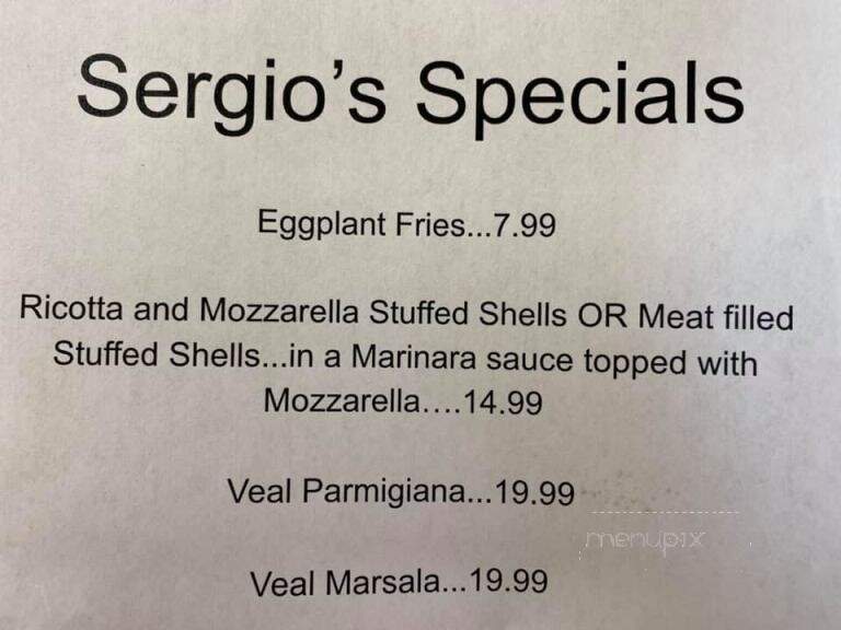 Sergio's Restaurant & Pizzeria - Hamden, CT menu_pic