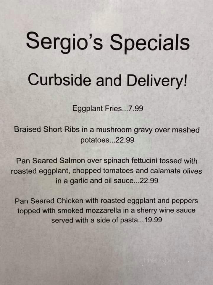 Sergio's Restaurant & Pizzeria - Hamden, CT menu_pic