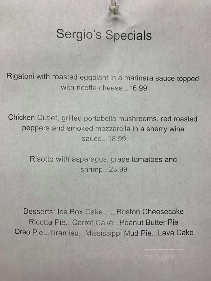 Sergio's Restaurant & Pizzeria - Hamden, CT menu_pic