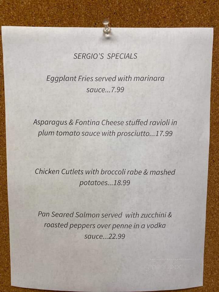 Sergio's Restaurant & Pizzeria - Hamden, CT menu_pic