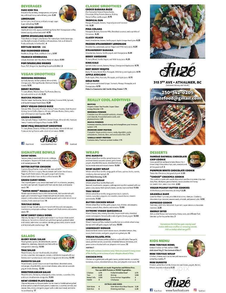 Fuze Food - Invermere, BC menu_pic