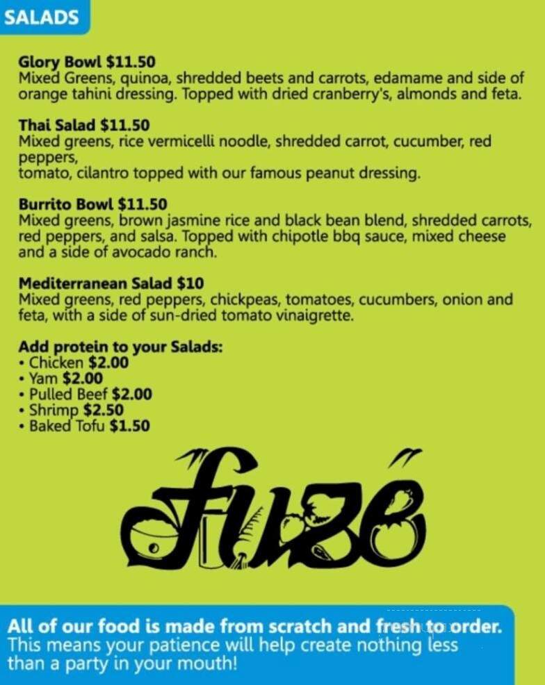 Fuze Food - Invermere, BC menu_pic