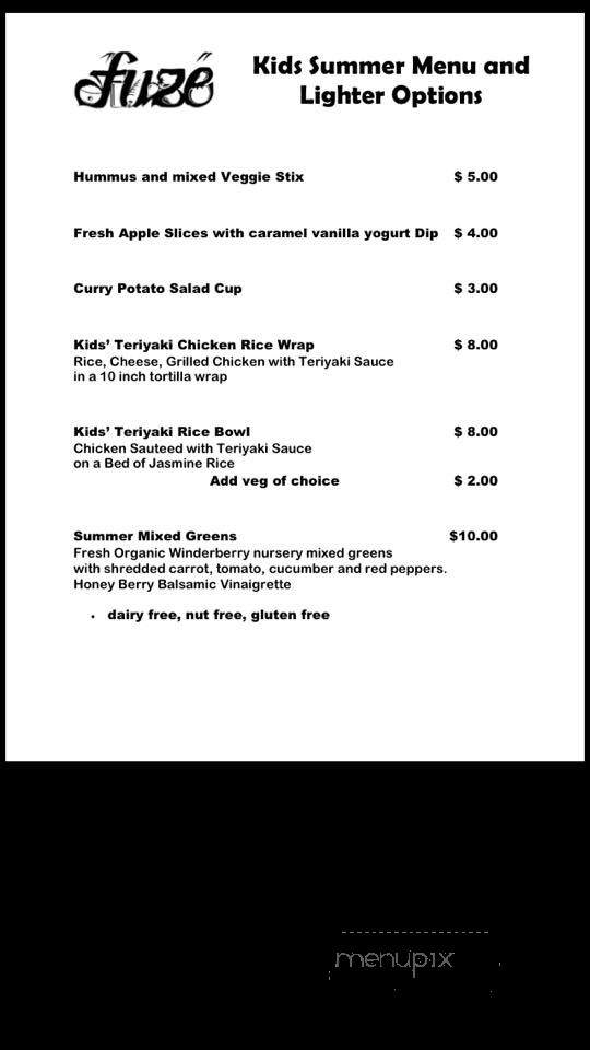 Fuze Food - Invermere, BC menu_pic