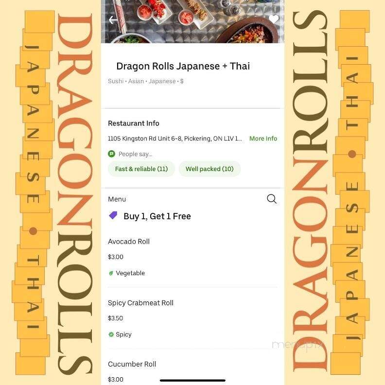 Dragon Rolls - Pickering, ON menu_pic