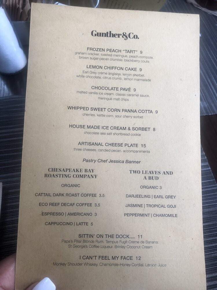 Gunther & Co - Baltimore, MD menu_pic