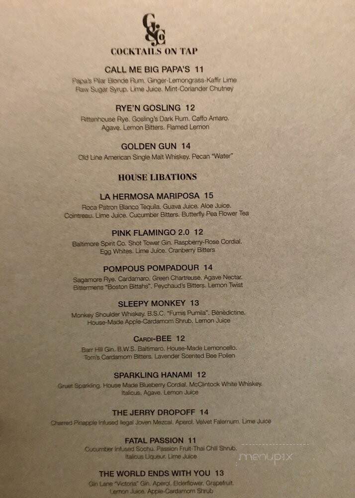 Gunther & Co - Baltimore, MD menu_pic
