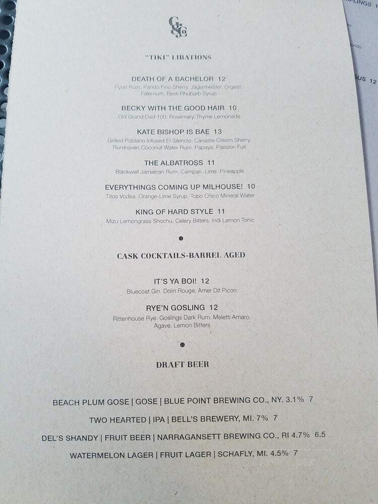 Gunther & Co - Baltimore, MD menu_pic