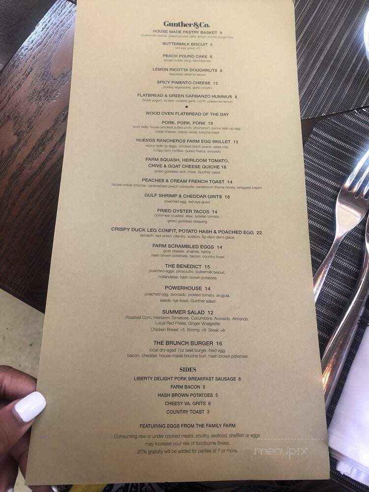 Gunther & Co - Baltimore, MD menu_pic
