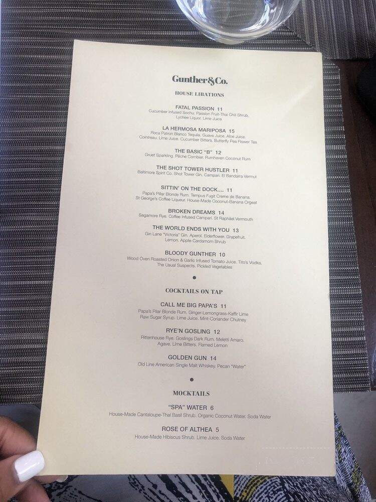 Gunther & Co - Baltimore, MD menu_pic